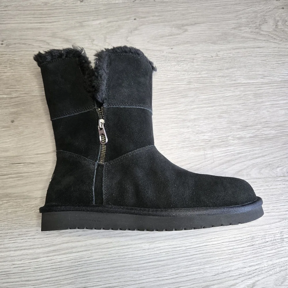 UGG Koolaburra Aribel Short Black Suede Women's Size 8 New in Box Faux Fur - Picture 3 of 11